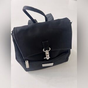 Vintage DNKY Donna‎ Karan Black Backpack Silver Hardware